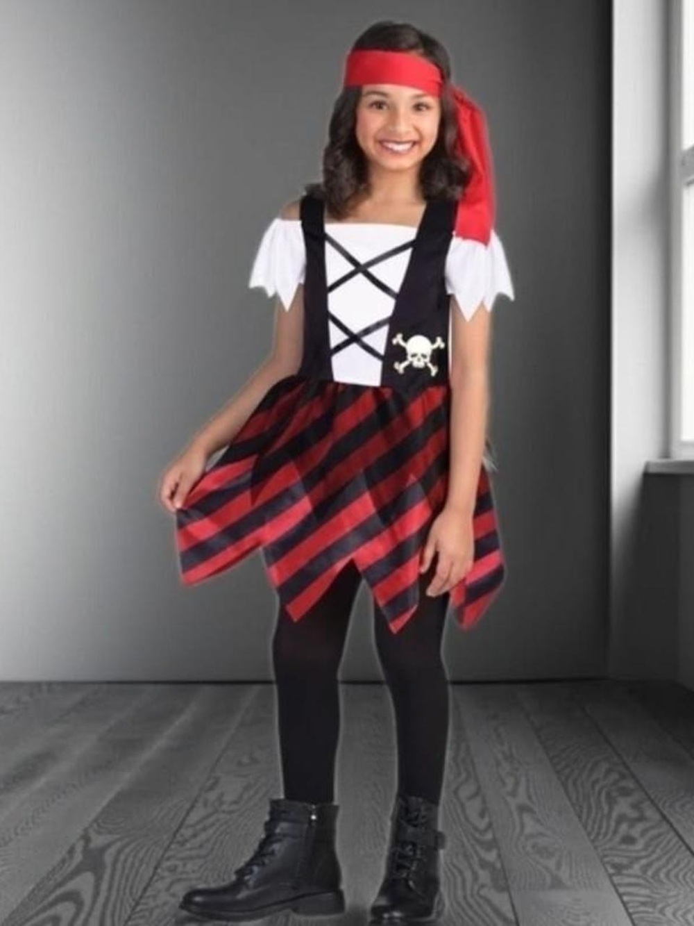 Girls Black and Red Pirate Costume Dress